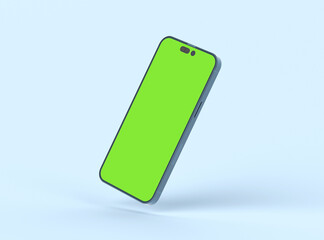 Floating Phone 14 Pro screen mockup with mobile app presentation template. 3d render