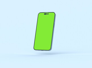 Floating Phone 14 Pro screen mockup with mobile app presentation template. 3d render