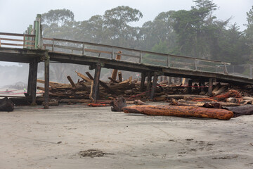 Fototapeta premium Cement Ship in Aptos, CA after the California storms and flooding