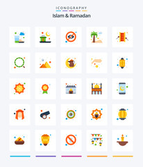 Creative Islam And Ramadan 25 Flat icon pack  Such As bedug. pine tree. blind. palm. dates
