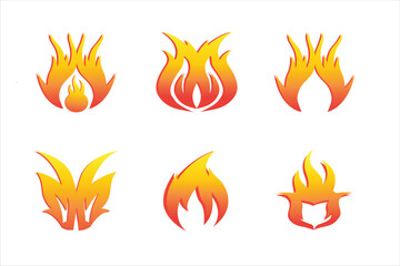 set of fire flame icons