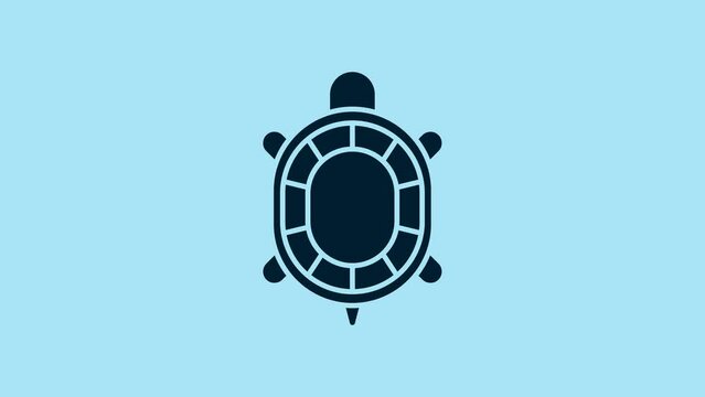 Blue Turtle icon isolated on blue background. 4K Video motion graphic animation