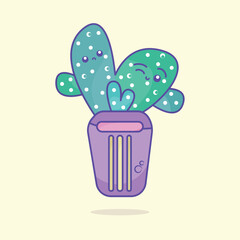 Isolated cute cactus cartoon character Vector