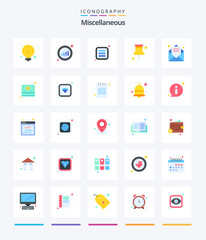 Creative Miscellaneous 25 Flat icon pack  Such As message. work. apps. task. office