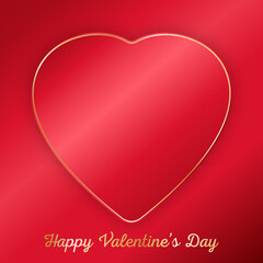 Happy Valentine's Day. Red heart with golden frame