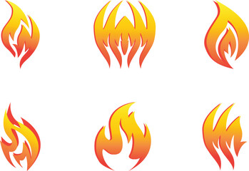 fire flames set of vector art