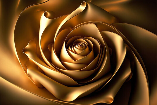 golden rose with paper petals, origami rose, gold rose petals background,generative  ai. Stock Illustration | Adobe Stock