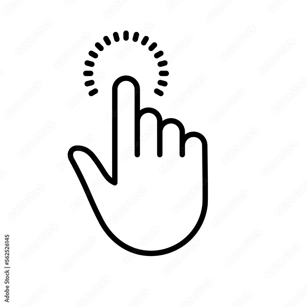 Poster the gesture of computer mouse. pointer finger black line icon. cursor hand linear pictogram. click p