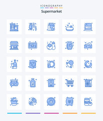Creative Supermarket 25 Blue icon pack  Such As shop. cooking. milk. canned. supermarket