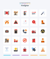 Creative Firefighter 25 Flat icon pack  Such As shovel. construction. extinguisher. navigation. fire exit