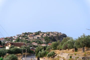 Fototapeta na wymiar Albanian south small village near Himarë in national road, morning