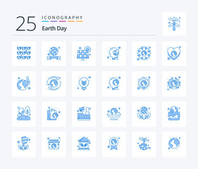 Fototapeta na wymiar Earth Day 25 Blue Color icon pack including flower. thinking. energy. green. solar