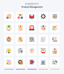 Creative Product Management 25 Flat icon pack  Such As product. options. configuration. optimization. system