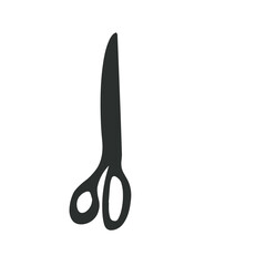 Scissor icon. Hand drawn professional pair of scissors cutting hair or needlework. Craft and scissoring flat creative scissors. Vector illustration