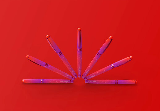 3d Set of Luxury Fountain Pens Mockup