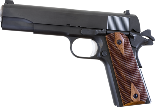 Semi auto pistol with wood grips