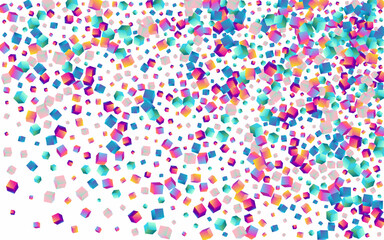 Multicolored Confetti Vector White Background.