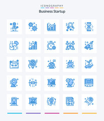 Creative Business Startup 25 Blue icon pack  Such As pieces. loading. business. hourglass. search