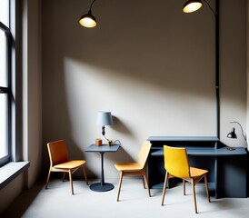 modern dining room with table