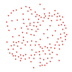 Red Confetti Vector White Backgound. Paper Hearts