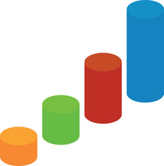 Cylindrical column diagram. Color isometric chart icon