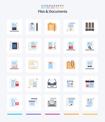 Creative Files And Documents 25 Flat icon pack  Such As diploma. certificate. notepad. folder. document