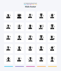 Creative Male Avatar 25 Glyph Solid Black icon pack Such As worker. labour. business. carpenter. military