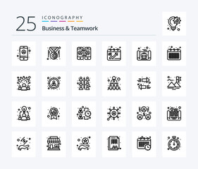 Business And Teamwork 25 Line icon pack including plan. business plan. calling. business. dots