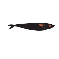 Cute black fish vector illustration icon. Tropical fish, sea fish, aquarium fish