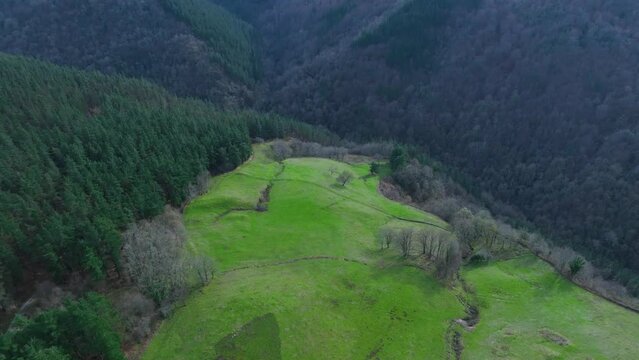 Landscape from the Hermitage of San Isidro in Sobrepe&ntilde;a, near Monta&ntilde;an and Pando. Aerial view. Ilsos de Ribacoba. Arma&ntilde;on Natural Park. Valley of Carranza. Biscay. Basque Country. Spain. Europe