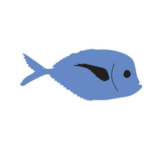 Cute silhouette fish vector illustration icon. Tropical fish, sea fish, aquarium fish