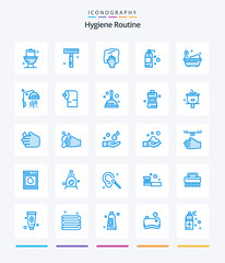 Creative Hygiene Routine 25 Blue icon pack  Such As clean. product. cleaning. detergent. scrub