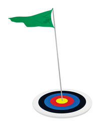 Green  flag on target board. vector