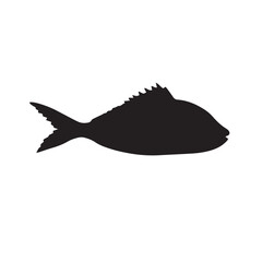 Cute black silhouette fish vector illustration icon. Tropical fish, sea fish, aquarium fish