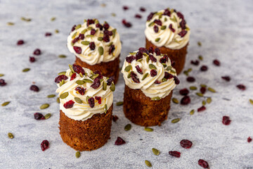 muffins with cream and nuts
