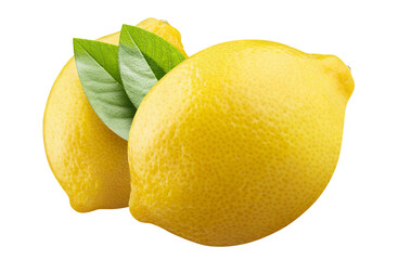 Delicious ripe lemons with leaves cut out