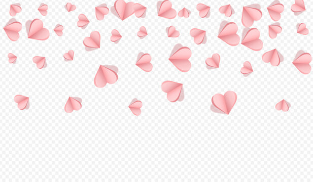 Pink Papercut Vector Transparent Backgound. Love