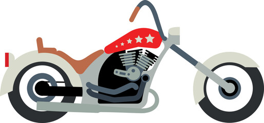Chopper icon. Cartoon motorbike. Bike side view