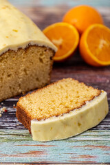 orange pudding on wood
