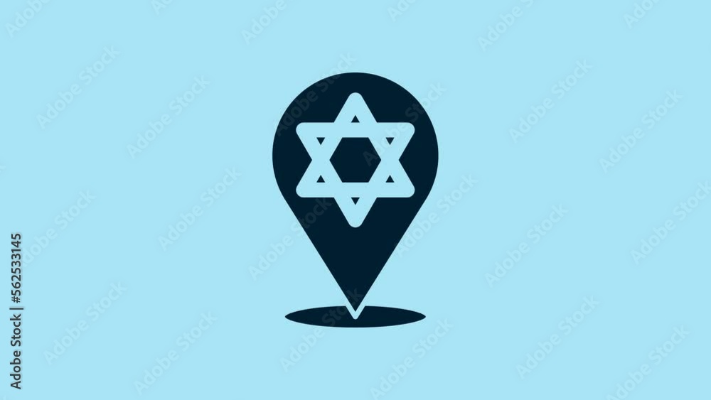 Poster blue star of david icon isolated on blue background. jewish religion symbol. symbol of israel. 4k vi