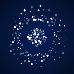 Silver Stars Vector Blue Background. Glow Shine