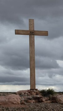 Vertical Video Christian Cross with Storm Clouds Timelapse Close up