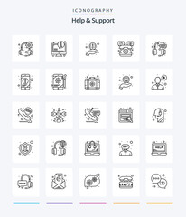 Creative Help And Support 25 OutLine icon pack  Such As service. help. information. center. support