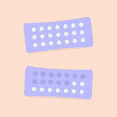 Pills in a blister. Medical treatment flat vector illustration