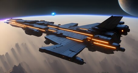 Obraz premium Open space starships illustrations in 4K. High quality 