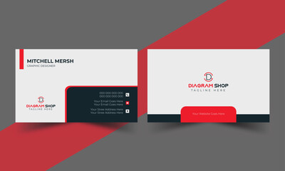Modern red business card design template. Creative and clean minimalist style. Vector business card. Visiting card for business and personal use.