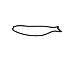 Cute black silhouette line fish vector illustration icon. Tropical fish, sea fish, aquarium fish