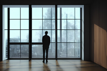 Fototapeta na wymiar silhouette of a person in a hall , Generative ai