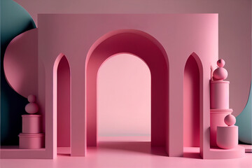 arch, modern design and interior. 3d, background,  created by ai