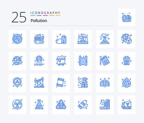 Pollution 25 Blue Color icon pack including world. radioactive. gas. nuclear. production